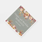 Fall Foliations Blume Sage Green Birthday Party Serviette (Ecke)
