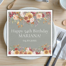 Fall Foliations Blume Sage Green Birthday Party Serviette