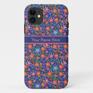 Fall Folk Art Floral auf Blue iPhone 5/5s Case Mat