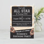 Fall Football All Star Birthday Party Invitation Einladung (Stehend Vorderseite)