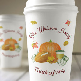 Fall Football Pumpkin Latte Watercolor Pappbecher