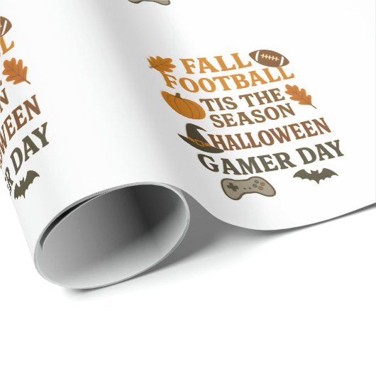 Fall Football Tis The Season Halloween Gamer Day Geschenkpapier (Rolleneckpunkt)
