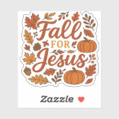 Fall For Jesus Autumn Pumpkin Christian Faith Clas Aufkleber (Blatt)