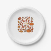 Fall For Jesus Autumn Pumpkin Christian Faith Clas Pappteller (Vorderseite)