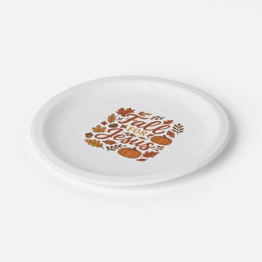 Fall For Jesus Autumn Pumpkin Christian Faith Clas Pappteller (Schrägansicht)