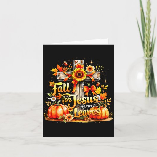 Fall For Jesus Christian Pumpkin Autumn Cross Karte (Vorderseite)