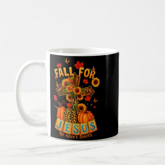 Fall For Jesus He Never Leaves Cross Faith Pumpkin Kaffeetasse (Links)