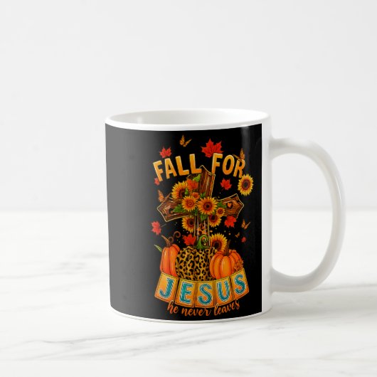 Fall For Jesus He Never Leaves Cross Faith Pumpkin Kaffeetasse (Rechts)