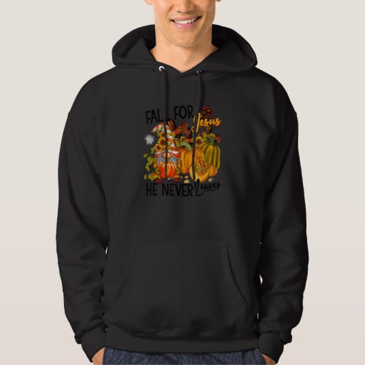 Fall For Jesus He Never Leaves Gnome Pumpkin Hello Hoodie (Vorderseite)