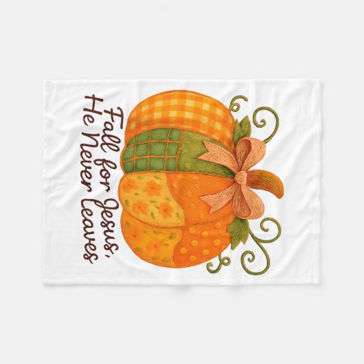 Fall For Jesus He Never Leaves Pumpkin Autumn Chri Fleecedecke (Vorderseite (Horizontal))
