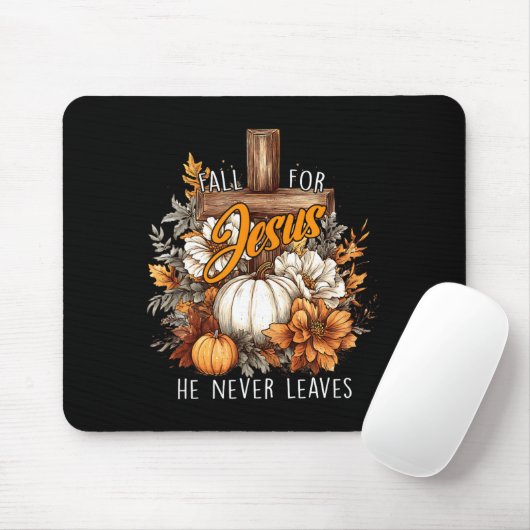 Fall For Jesus He Never Leaves Pumpkin Flower Jesu Mousepad (Mit Mouse)