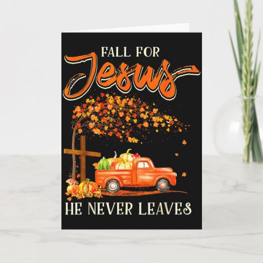 Fall For Jesus He Never Leaves Pumpkin Truck Thank Karte (Vorderseite)