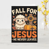 Fall For Jesus He Never Leaves Sheep Christian Aut Karte (Gelbe Blume)
