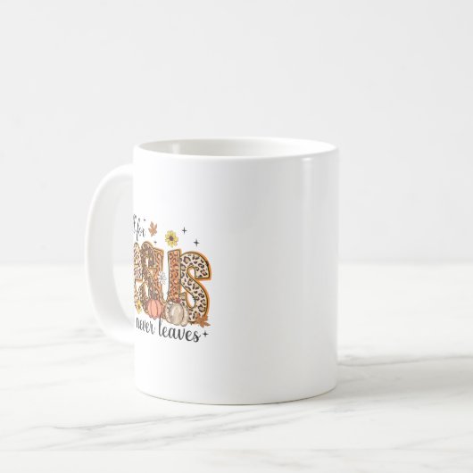 Fall For Jesus He Never Leaves Thanksgiving Christ Kaffeetasse (Vorderseite Links)