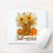 Fall For Jesus Western Boots Pumpkin Floral Faith Mousepad (Mit Mouse)