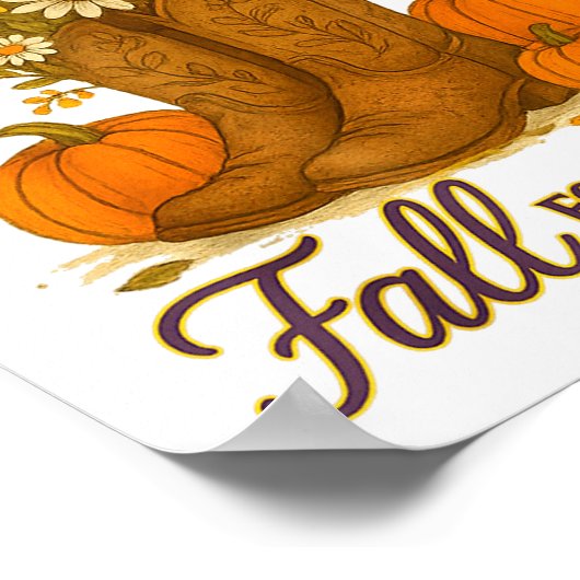Fall For Jesus Western Boots Pumpkin Floral Faith Poster (Ecke)