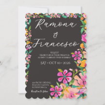 Fall For You Watercolor Floral Wedding Invitation