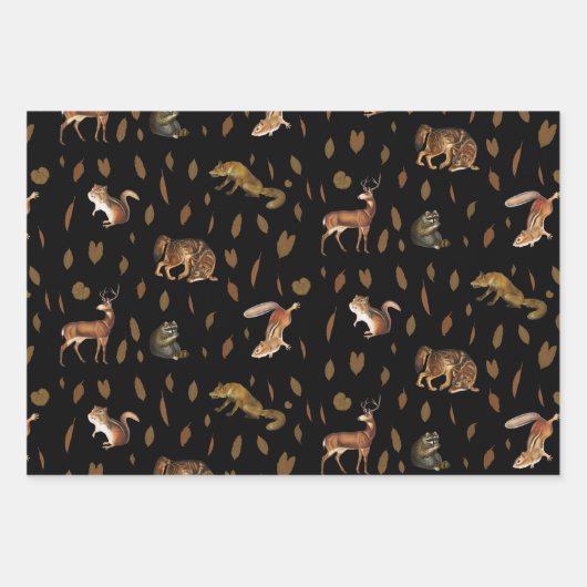 Fall Forest Animals Autumn Leaves Geschenkpapier Set (Vorderseite 3)