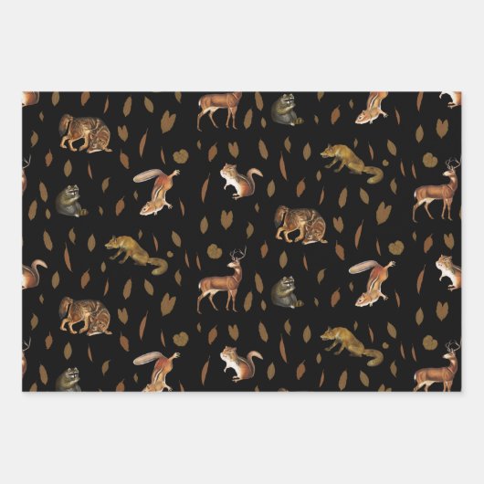Fall Forest Animals Autumn Leaves Geschenkpapier Set (Vorderseite 2)