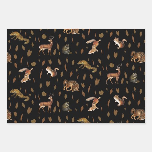 Fall Forest Animals Autumn Leaves Geschenkpapier Set (Vorderseite)