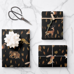 Fall Forest Animals Autumn Leaves Geschenkpapier Set