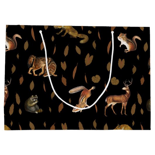 Fall Forest Animals Autumn Leaves Große Geschenktüte (Rückseite)