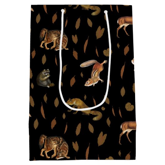 Fall Forest Animals Autumn Leaves Mittlere Geschenktüte (Rückseite)