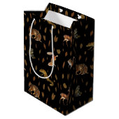 Fall Forest Animals Autumn Leaves Mittlere Geschenktüte (Rückseite Schrägansicht)