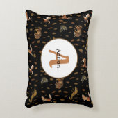 Fall Forest Animals Autumn Leaves Monogram Dekokissen (Vorderseite(Vertikal))
