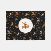 Fall Forest Animals Autumn Leaves Monogram Fleecedecke (Vorderseite (Horizontal))