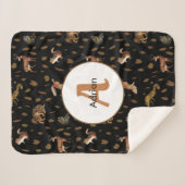 Fall Forest Animals Autumn Leaves Monogram Sherpadecke (Vorderseite (Horizontal))