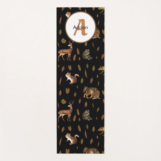 Fall Forest Animals Autumn Leaves Monogram Yogamatte (Vorderseite)