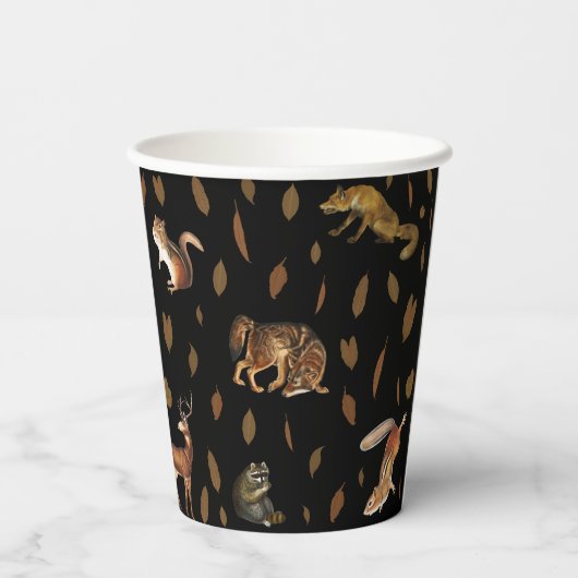 Fall Forest Animals Autumn Leaves Pappbecher (Rückseite)