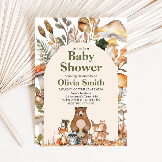 Fall Forest Animals Baby Dusche Einladung