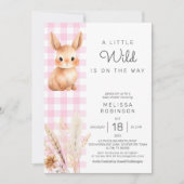 Fall Forest Bunny Cub Pampas Baby Girl Dusche Einladung (Vorderseite)