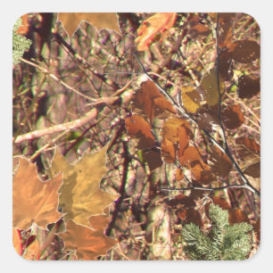 Fall Forest Bush Camouflage Quadratischer Aufkleber