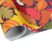 Fall Forest Floor Cartoon Geschenkpapier (Rolleneckpunkt)