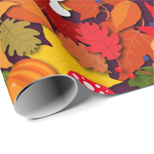 Fall Forest Floor Cartoon Geschenkpapier (Rolleneckpunkt)