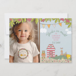 Fall Forest Friends Photo Thank You Card Dankeskarte