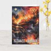 Fall Forest gesegnet Samhain Halloween Nacht Karte (Gelbe Blume)