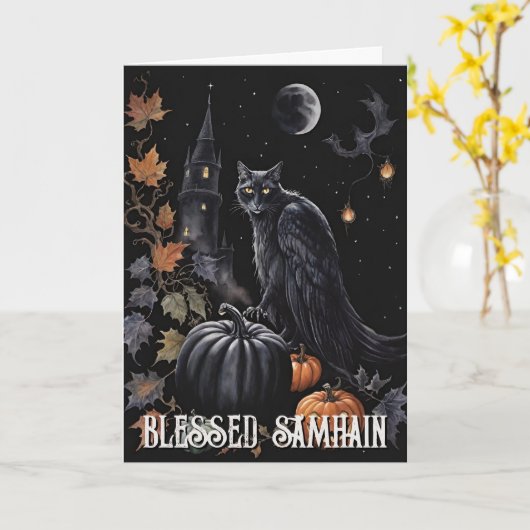 Fall Forest gesegnet Samhain Night Pagan Griffin Karte (Gelbe Blume)