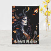 Fall Forest gesegnet Samhain Night Pagan Hexe Karte (Gelbe Blume)