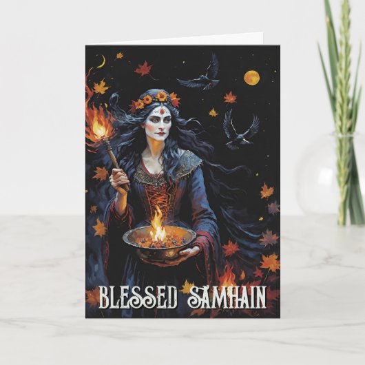 Fall Forest gesegnet Samhain Night Pagan Hexe Karte (Vorderseite)