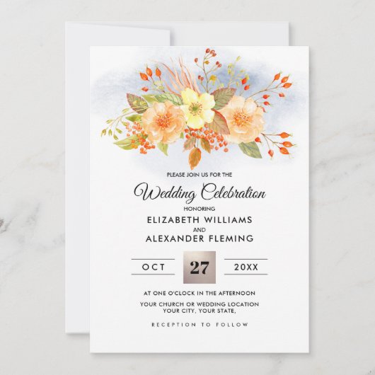 Fall Forest | Herbst-Bouquet-Hochzeit Einladung (Vorderseite)