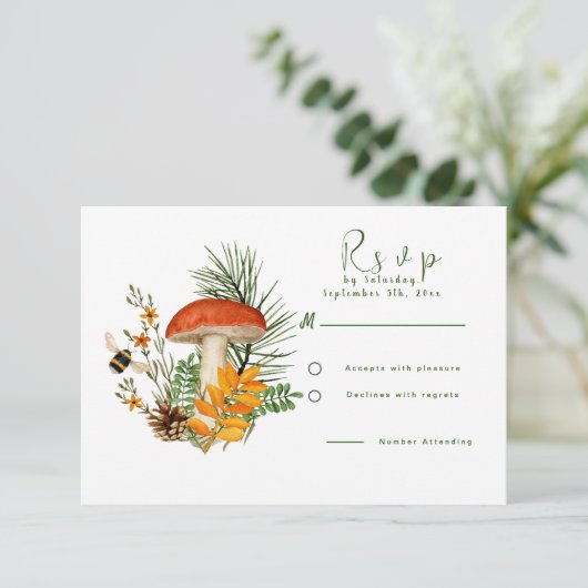 Fall Forest Mushroom RSVP Karte (Stehend Vorderseite)