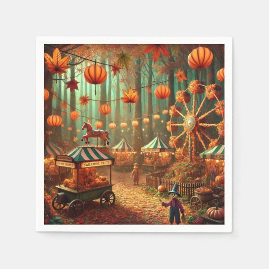 Fall Forest Scarecrow Fairground Découpage Napkins Serviette (Vorderseite)