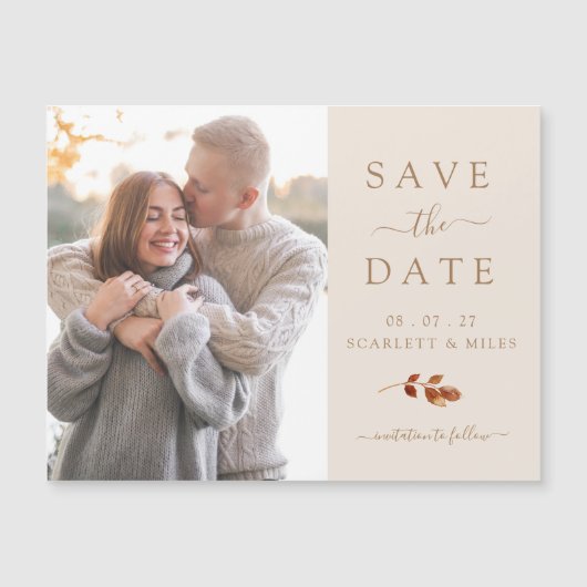 Fall Foto Save the Date Hochzeitskarte Magnetkarte (Vorderseite)