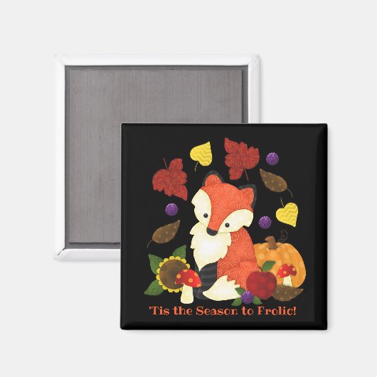 Fall Fox 2"x2" Custom Square Magnet (Vorderseite/Rückseite)