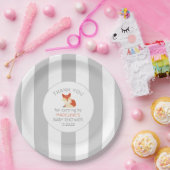 Fall Fox Babydusche Dekoration, neutraler grauer S Pappteller (Party)