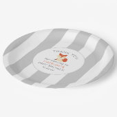 Fall Fox Babydusche Dekoration, neutraler grauer S Pappteller (Schrägansicht)